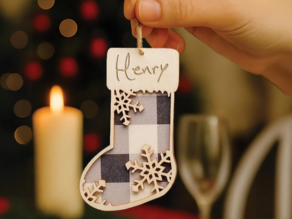 Personalized Family Christmas Ornament | Custom Wooden Stocking