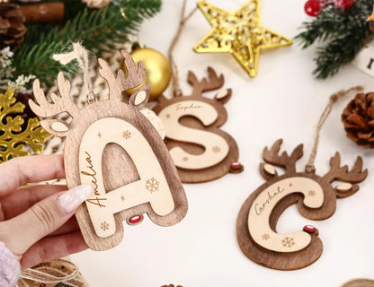 Personalized Reindeer Christmas Name Ornament – Family Holiday Decor