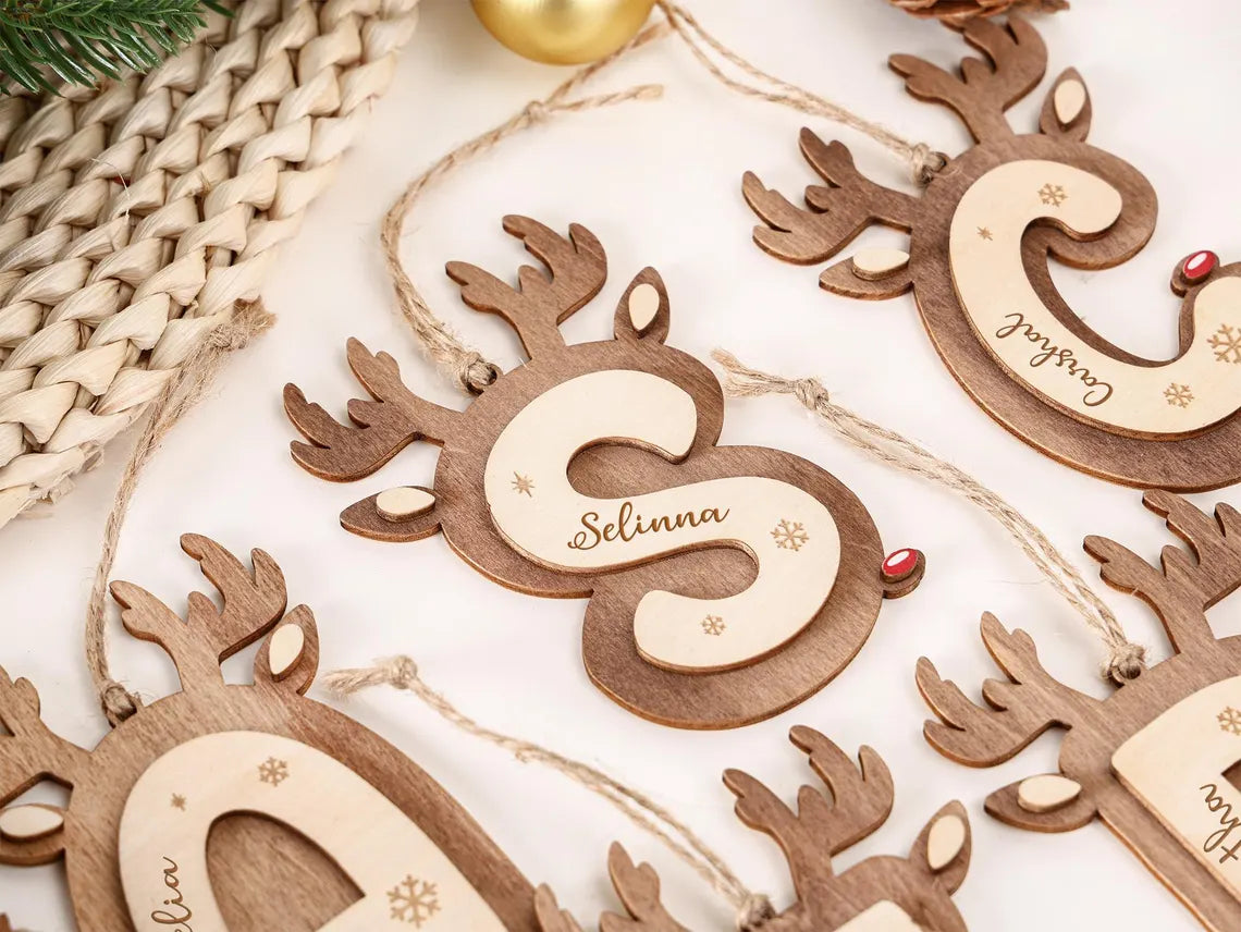 Personalized Reindeer Christmas Name Ornament – Family Holiday Decor