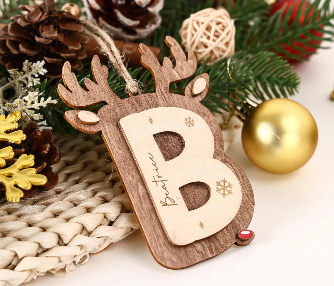 Personalized Reindeer Christmas Name Ornament – Family Holiday Decor