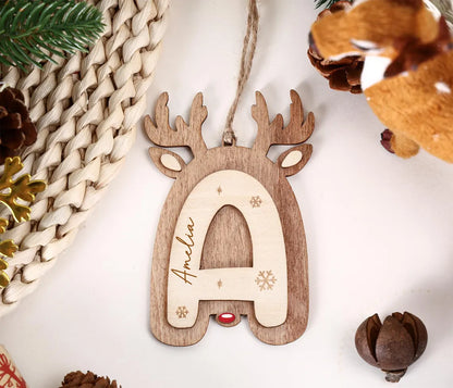 Personalized Reindeer Christmas Name Ornament – Family Holiday Decor