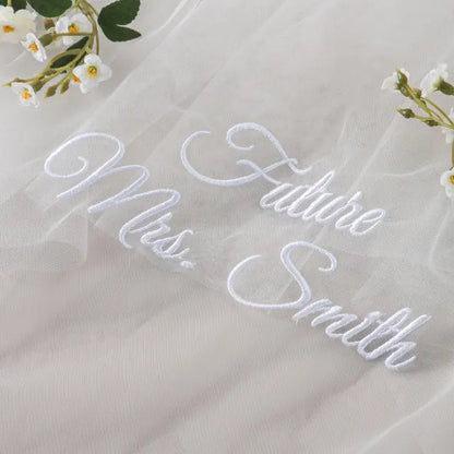 Personalized Embroidered Bridal Veil – Custom Bachelorette Veil