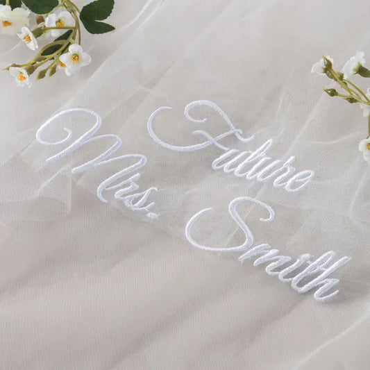 Personalized Embroidered Bridal Veil – Custom Bachelorette Veil