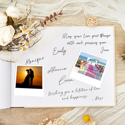 Custom Wooden Wedding Guest Book – Engraved & Personalized