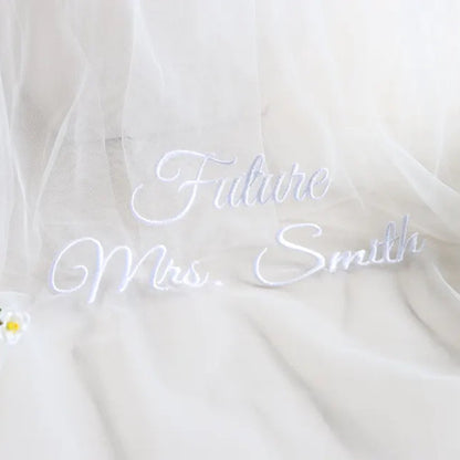Personalized Embroidered Bridal Veil – Custom Bachelorette Veil