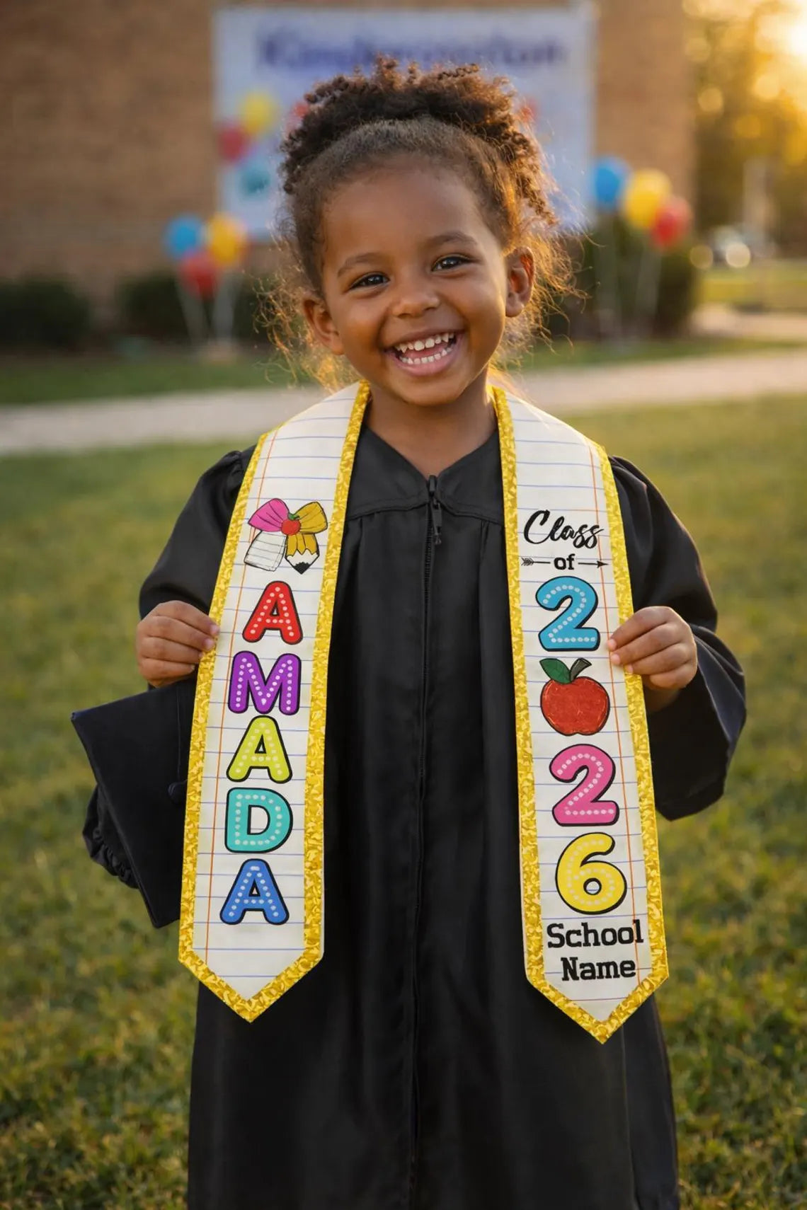 Personalized Kindergarten Graduation Stole – Custom Kids Sash