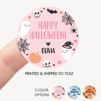 Personalized Halloween Stickers – Cute Kids Party Favor Labels Sticker Set