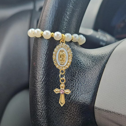 Custom Virgin of Guadalupe Steering Wheel Charm – Elegant Car Decor Gift