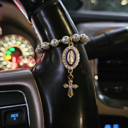 Custom Virgin of Guadalupe Steering Wheel Charm – Elegant Car Decor Gift