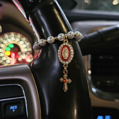 Custom Virgin of Guadalupe Steering Wheel Charm – Elegant Car Decor Gift