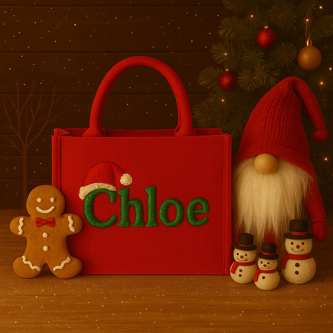 Personalized Christmas Bags | Custom Embroidered Christmas Gift Tote