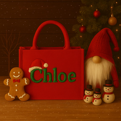 Personalized Christmas Bags | Custom Embroidered Christmas Gift Tote