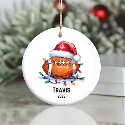 Personalized Christmas Sports Ceramic Ornament – Baseball, Football, Soccer, Softball