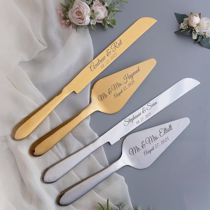 Personalized Wedding Cake Cutting Set – Knife, Server & Forks