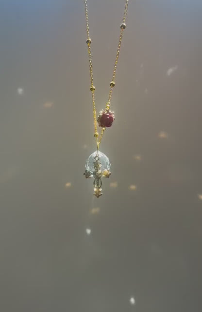 Custom Cross & Rose Car Suncatcher – Rainbow Maker Charm Decor