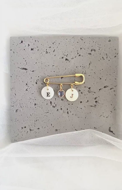 Something Blue Bridal Pin | 18K Gold Plated Blue Crystal Wedding Pin