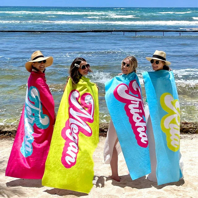 Personalized Name Quick Dry Soft Colorful Beach Towel Cute Bubble
