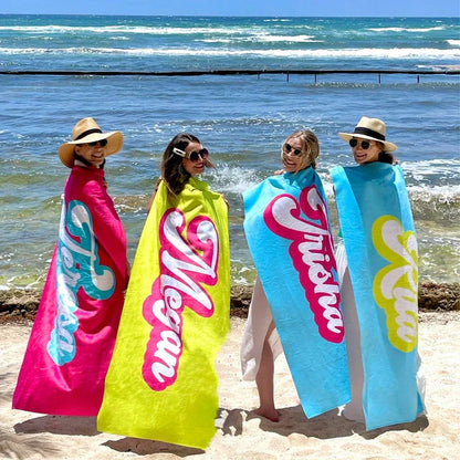 Personalized Name Quick Dry Soft Colorful Beach Towel Cute Bubble